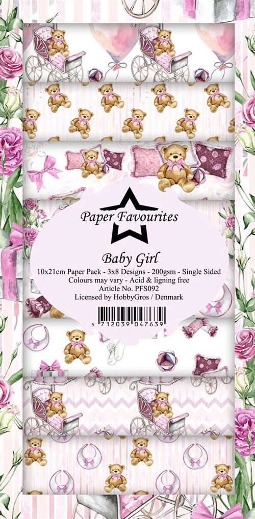 Paper Favourites slimcard Baby girl 3x8design 10x21cm 200g
